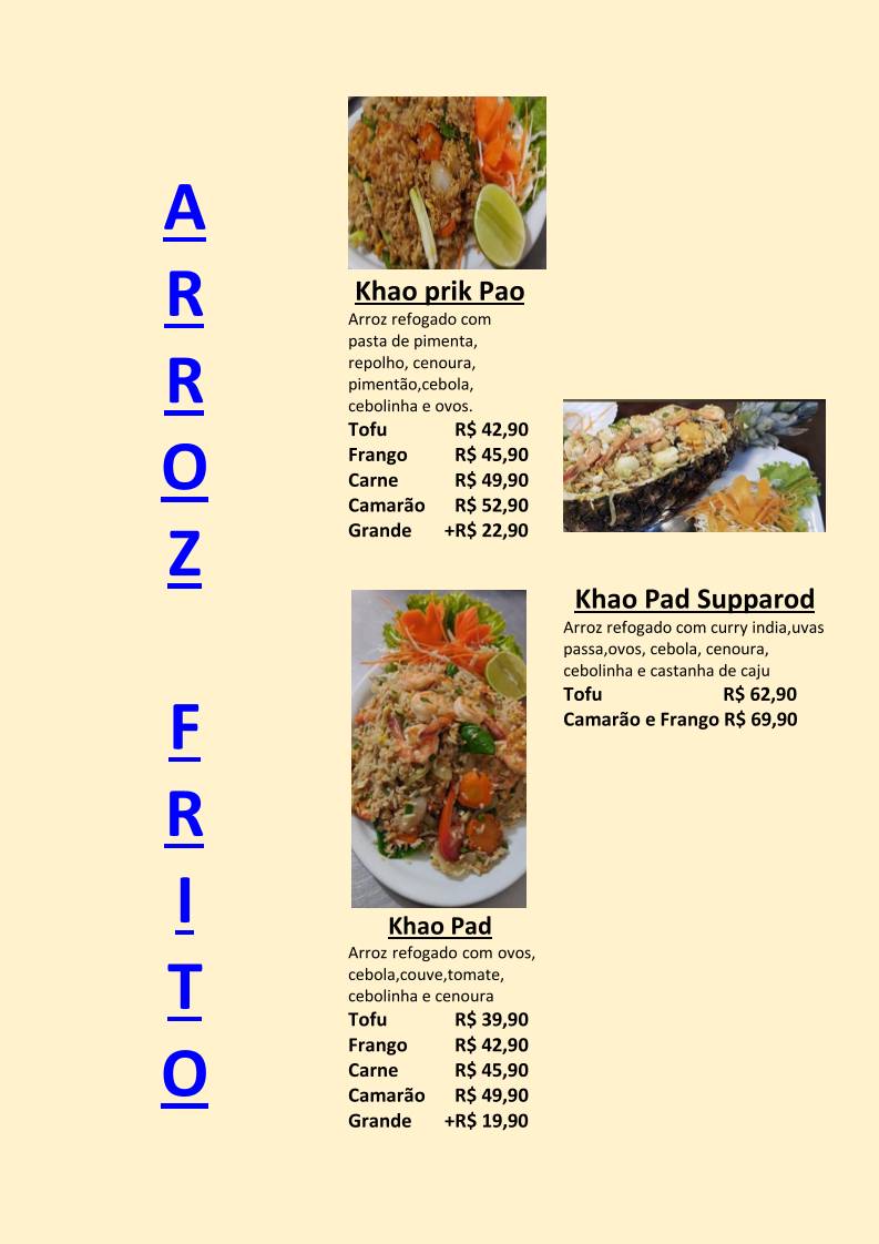 Thaifood Saúde cardápio