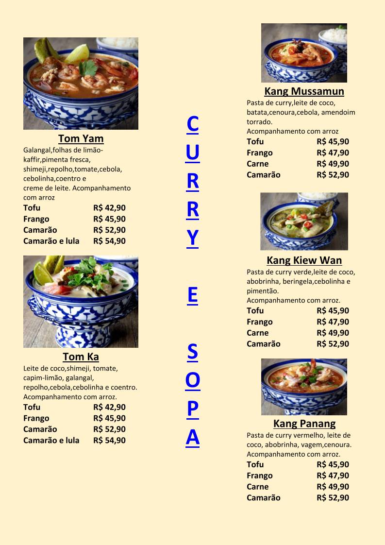 Thaifood Saúde cardápio