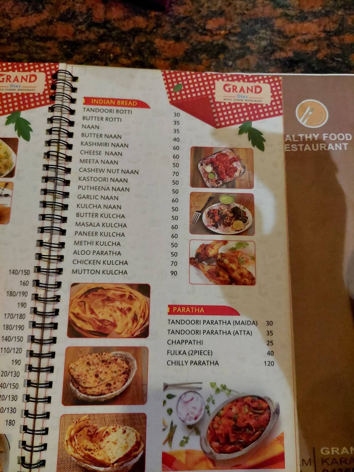 GRAND DINE Multi Cuisine Restaurant menu