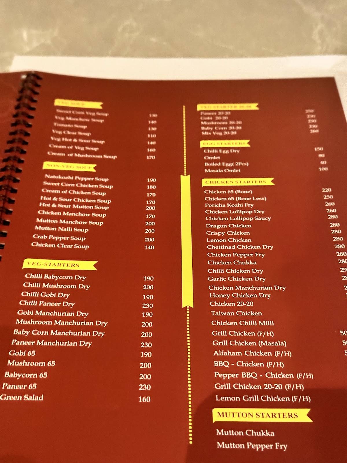 The Bay Grill menu