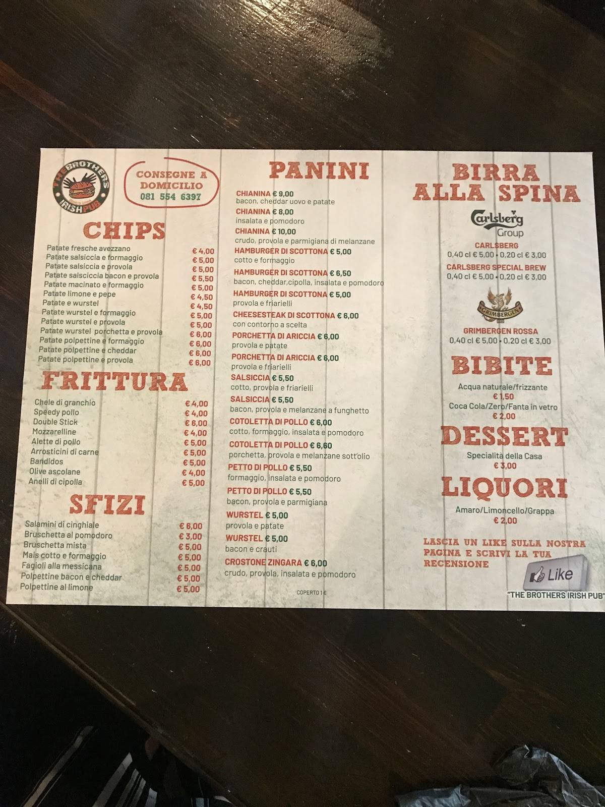 Menu di Palazzo Fuga 