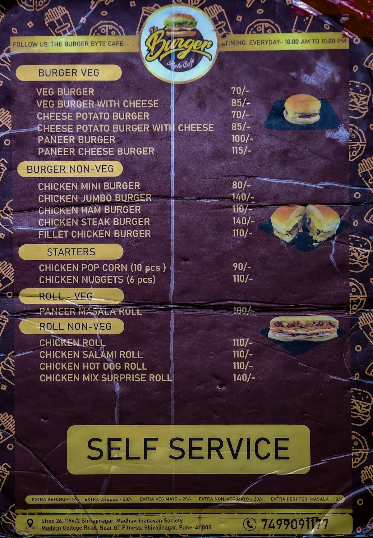 The Burger Byte Cafe menu