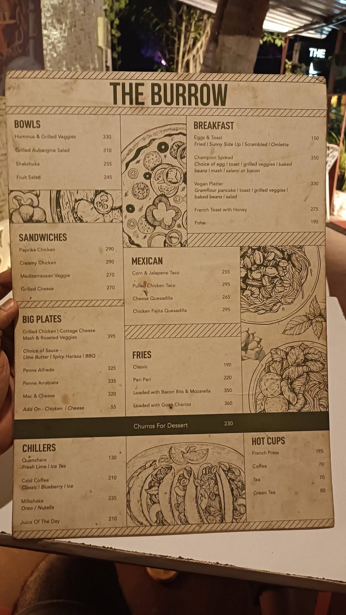 The Burrow Cafe menu