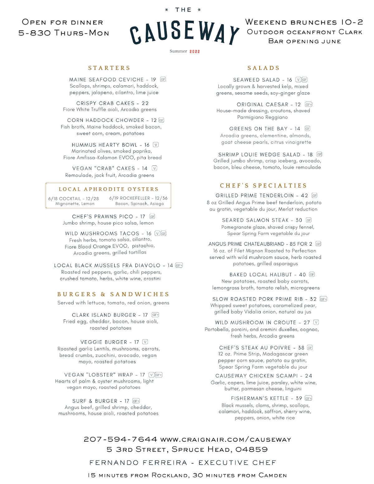 Causeway Restaurant Gloucester Menu - 66lujgf