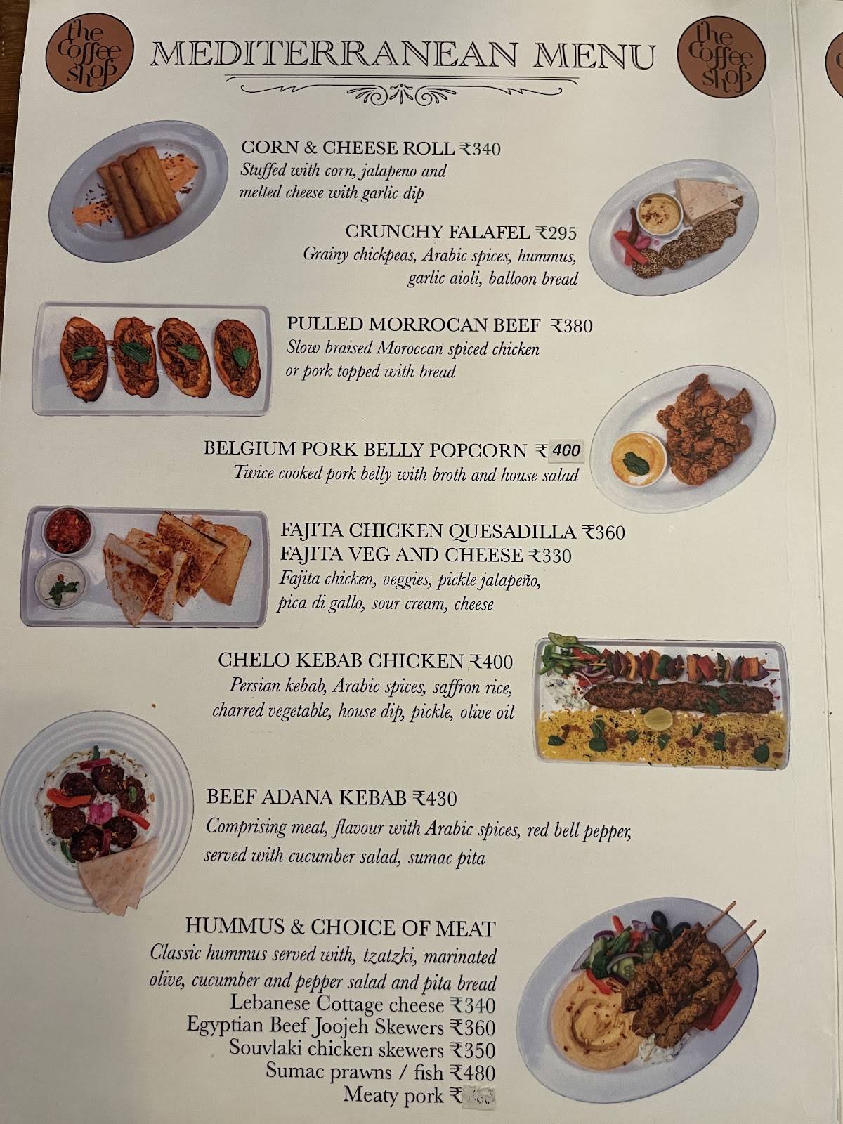 The Coffee Shop menu
