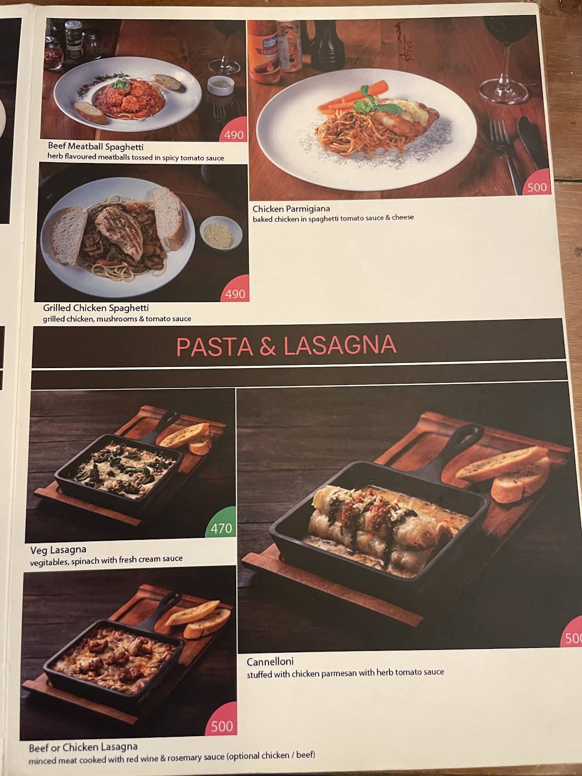 The Coffee Shop menu