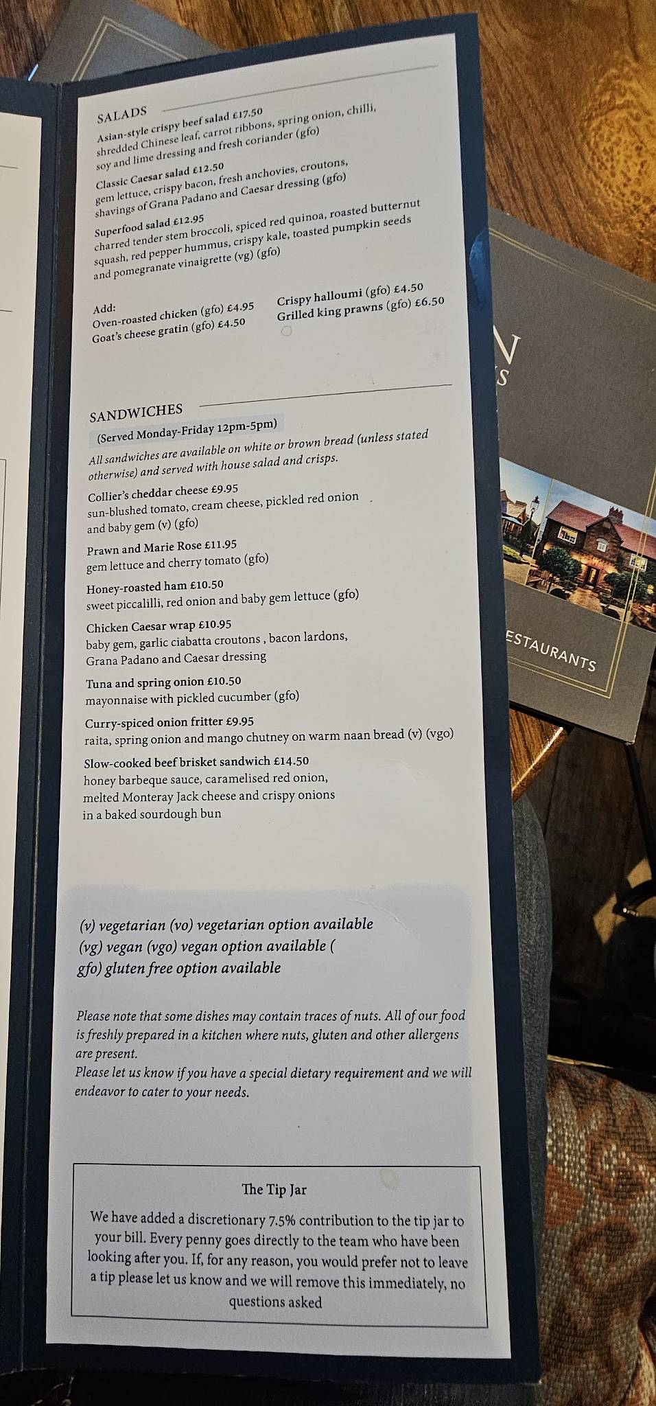 Menu at The Fishpool Inn pub & bar, Delamere