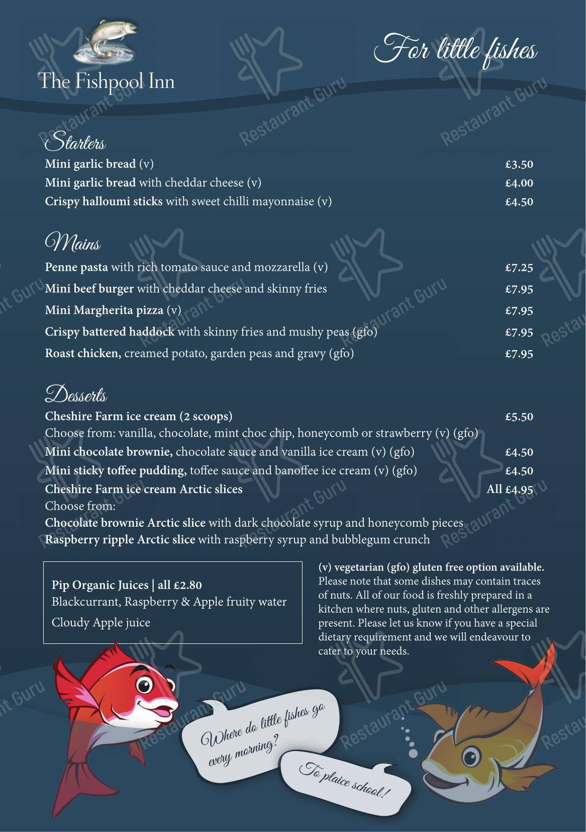 Menu at The Fishpool Inn pub & bar, Delamere