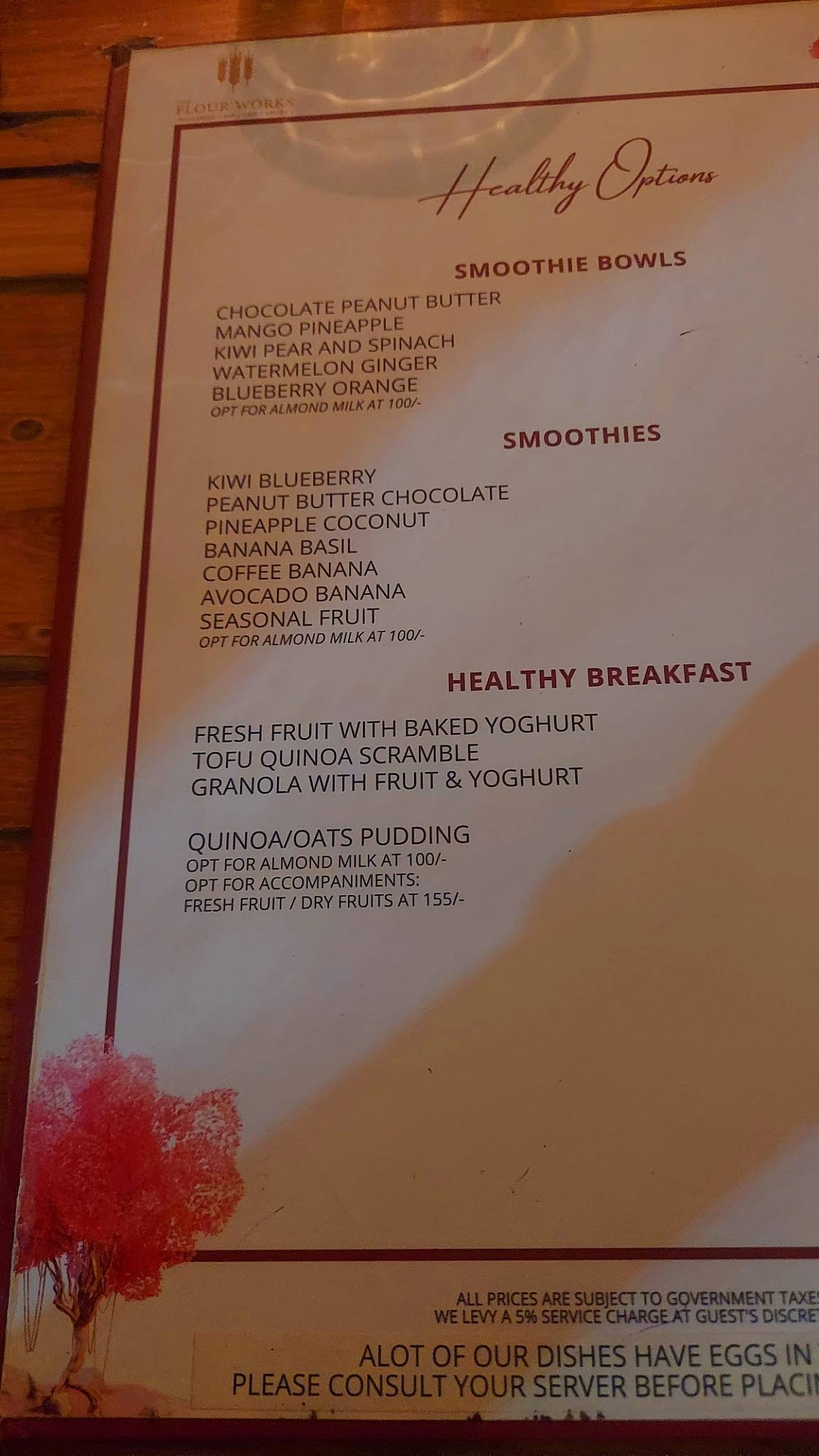 The Flour Works menu