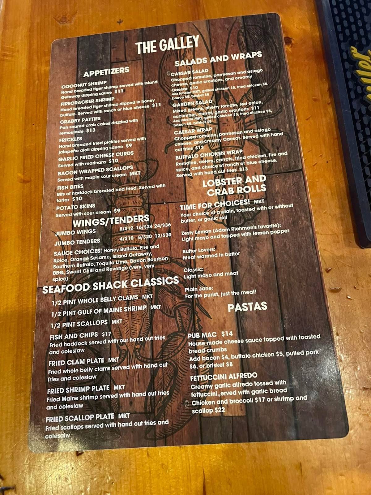 Menu at The Galley Restaurant & Pub, Naples