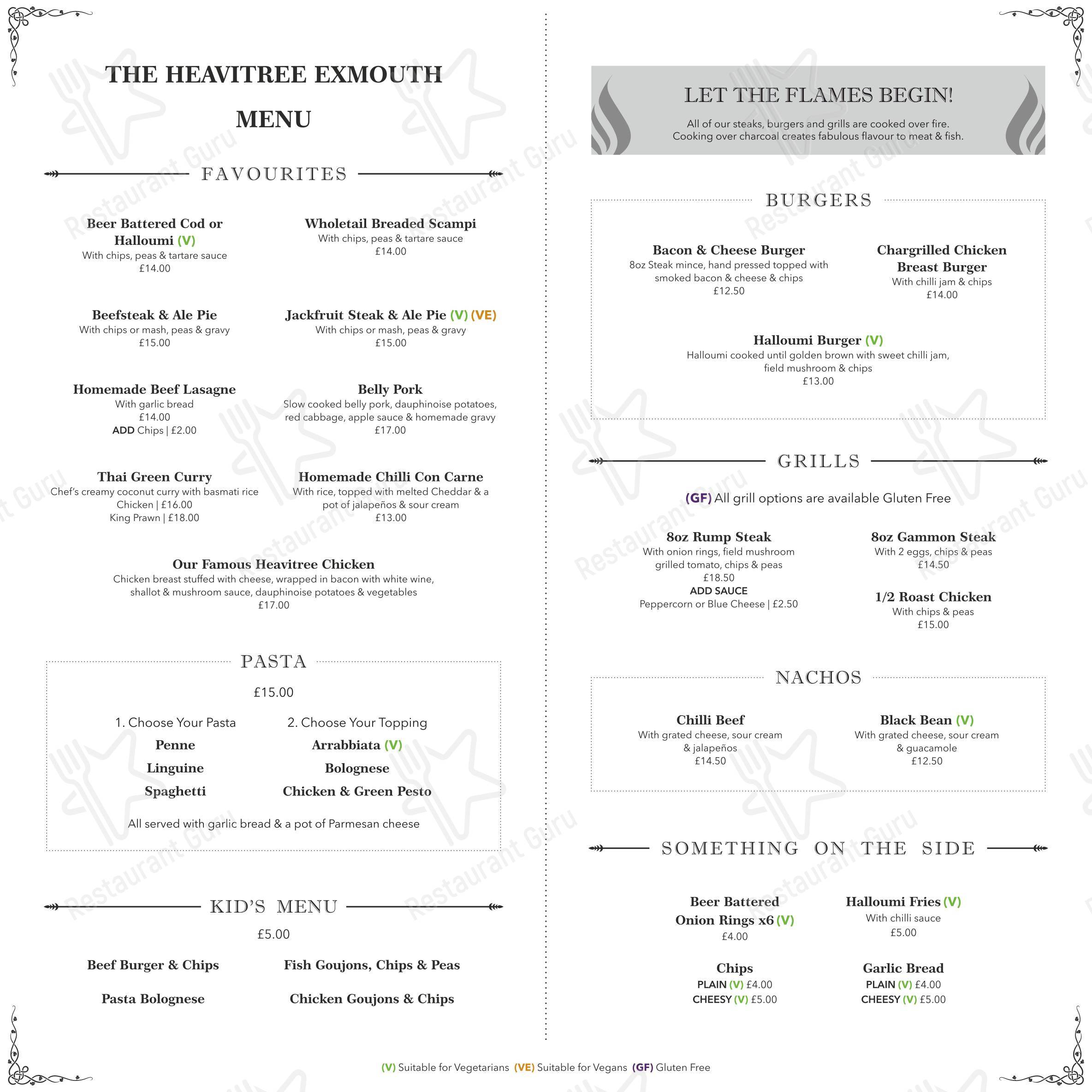 Menu at The Heavitree Pub, Exmouth