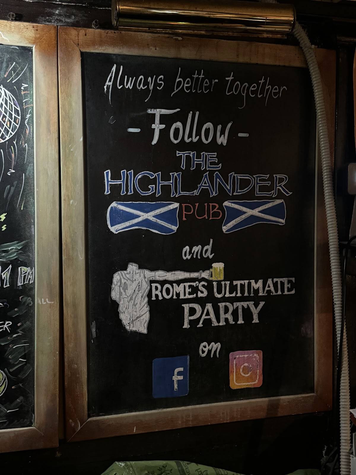 Menu di The Highlander Pub Rome 