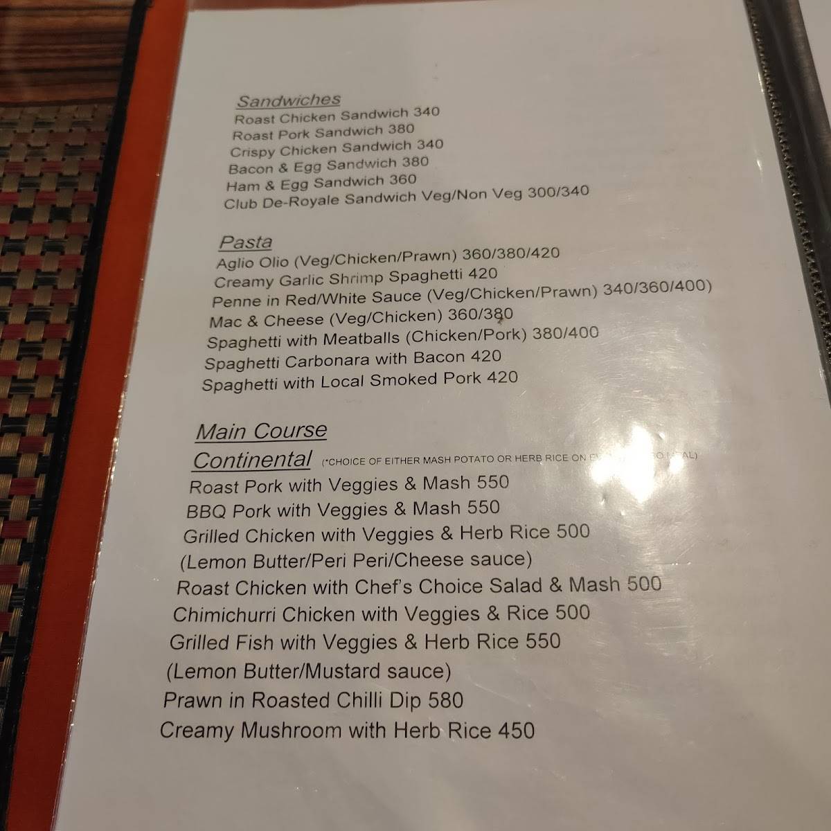 The Loft - Cafe & Restaurant menu
