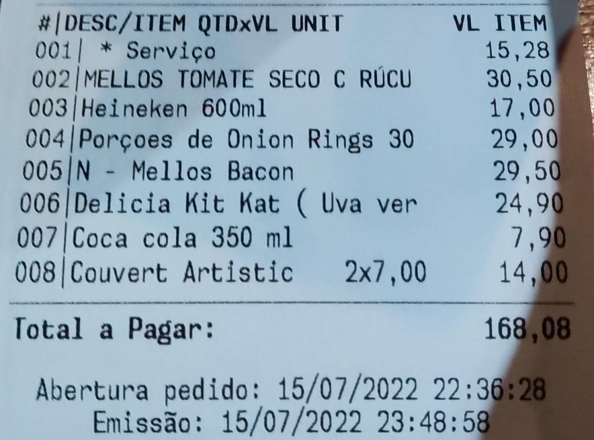 The Mellos Burger cardápio