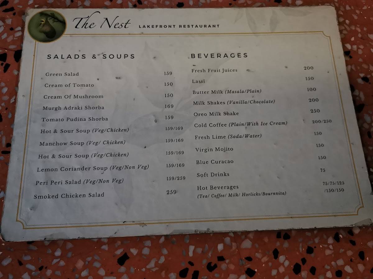 The Nest – Lakefront Restaurant Hampi menu