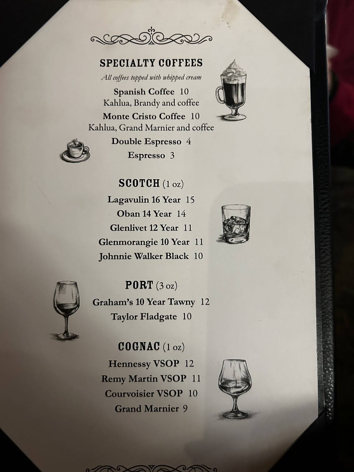 Menu de The Old Spaghetti Factory
