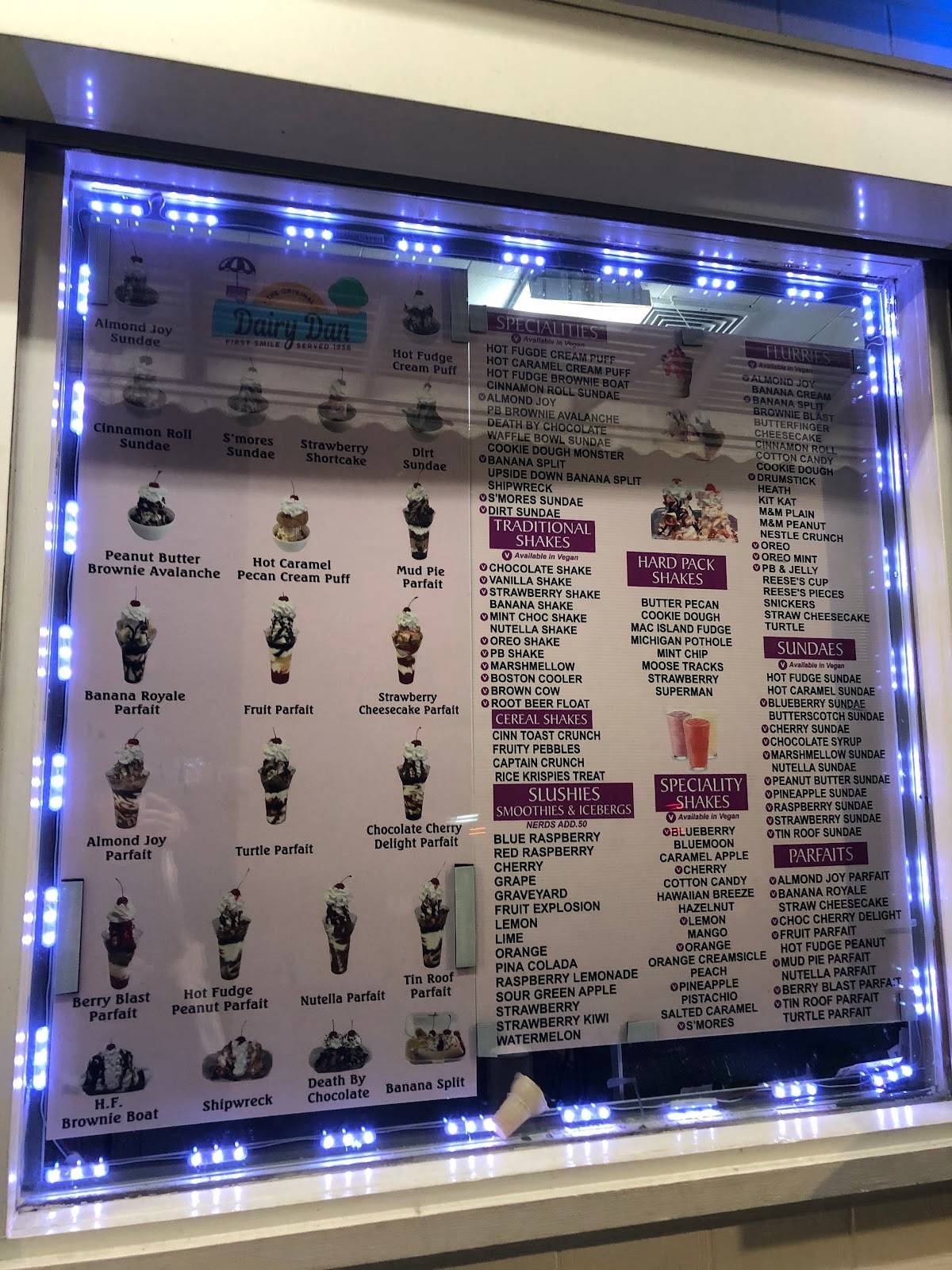 Menu at The Original Dairy Dan, Westland, Ford Rd