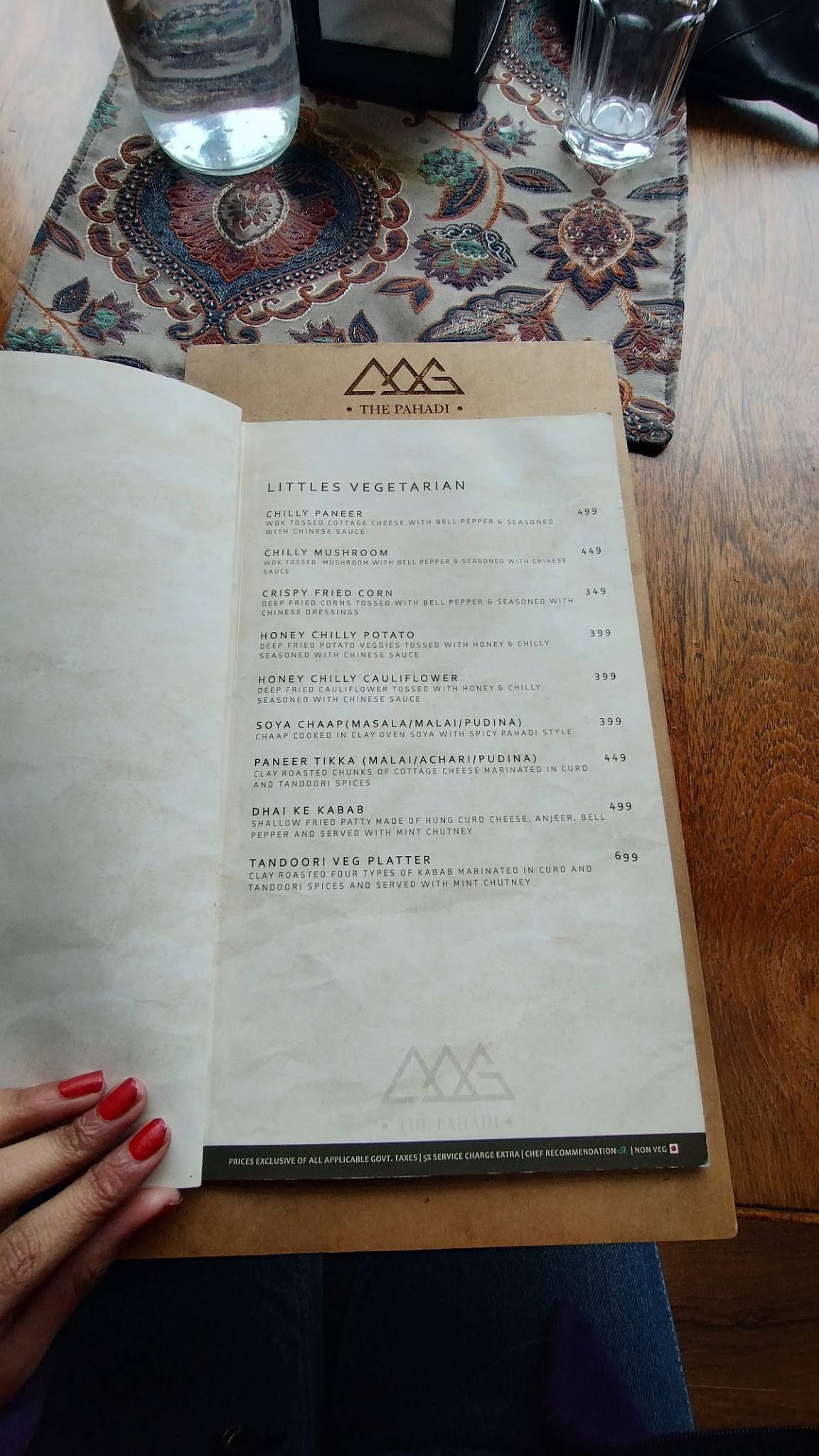 The Pahadi Cafe menu