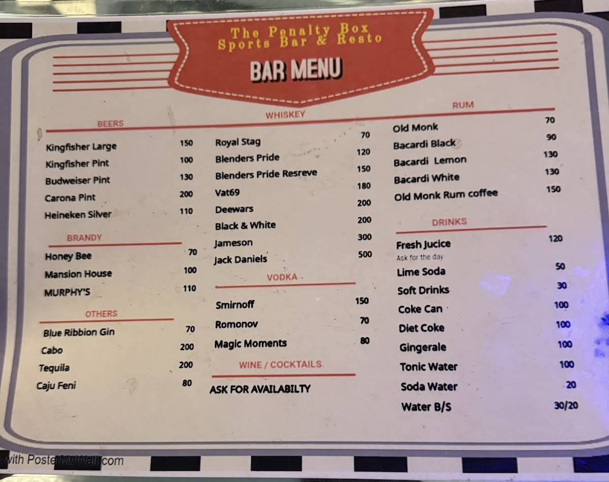 The Penalty Box Sports Bar & Resto menu