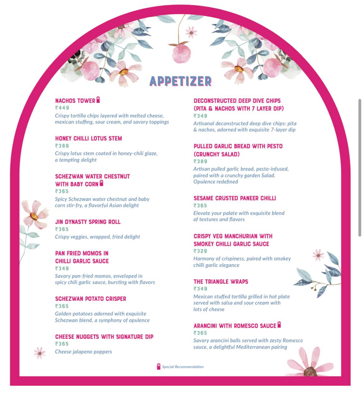The Pink Door restaurant , Kudasan, Gandhinagar menu