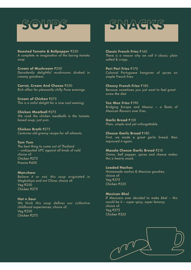 The Pitlane Cafe menu