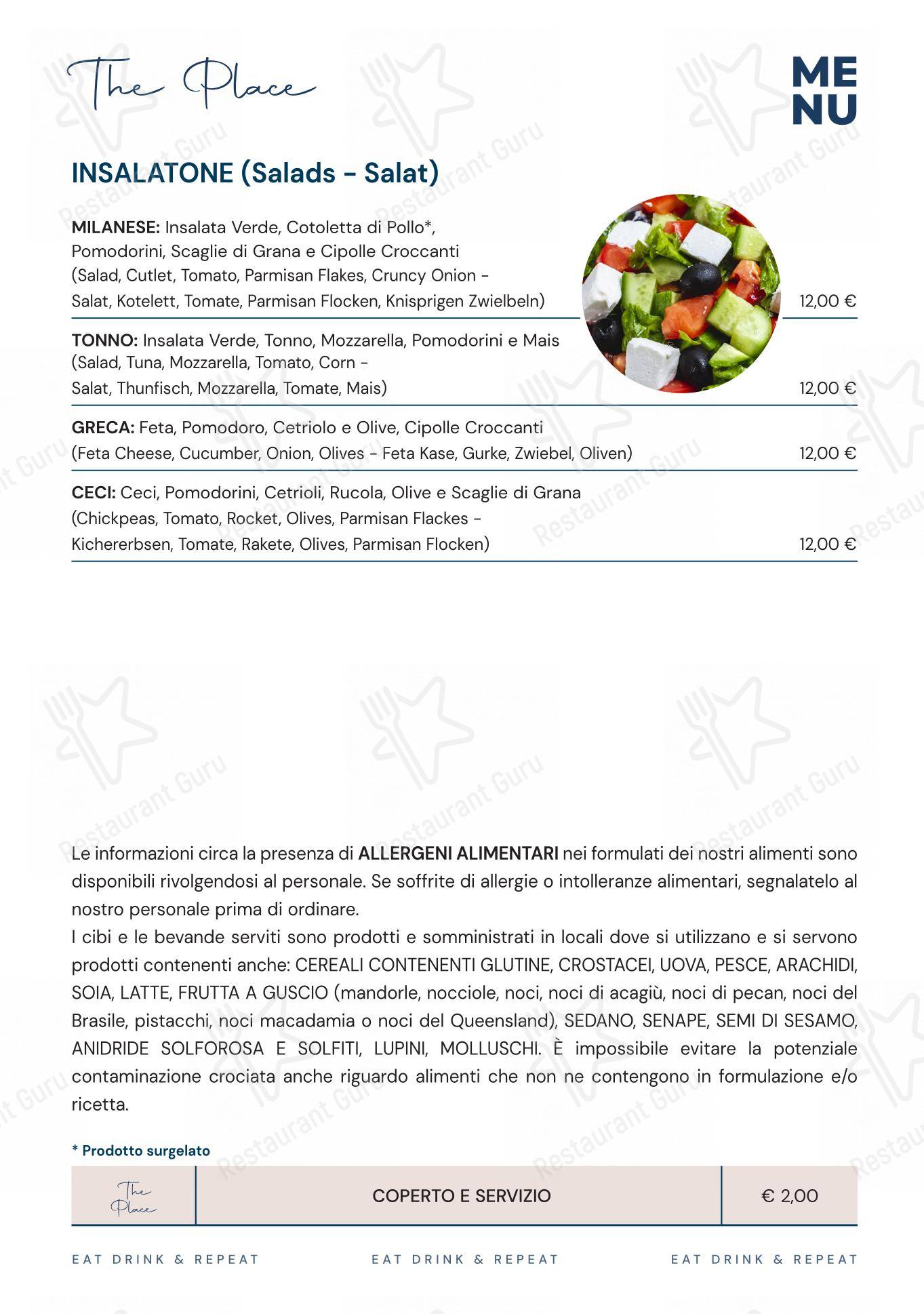 Menu bar per THE PLACE in Mantova