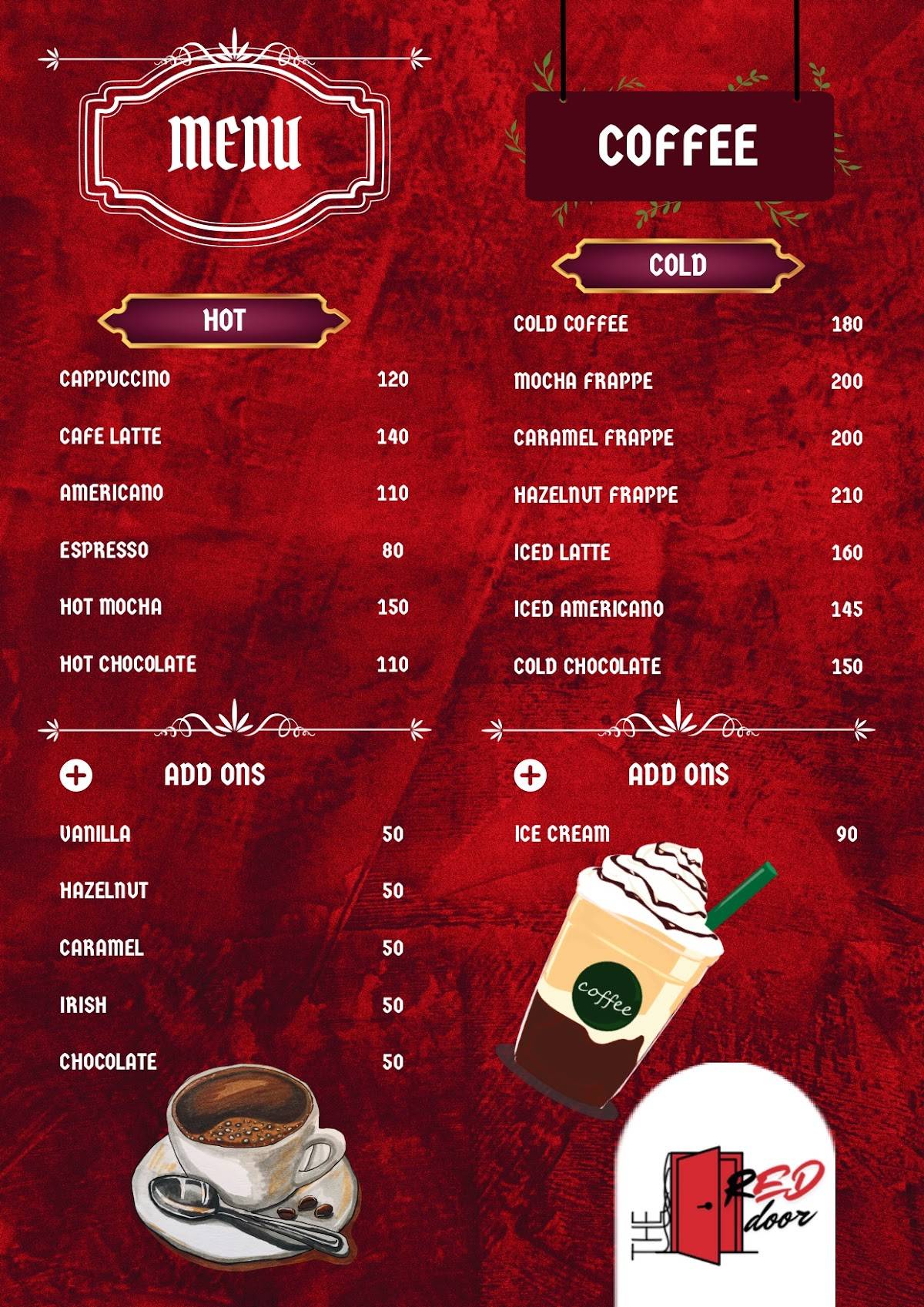 The Red Door menu