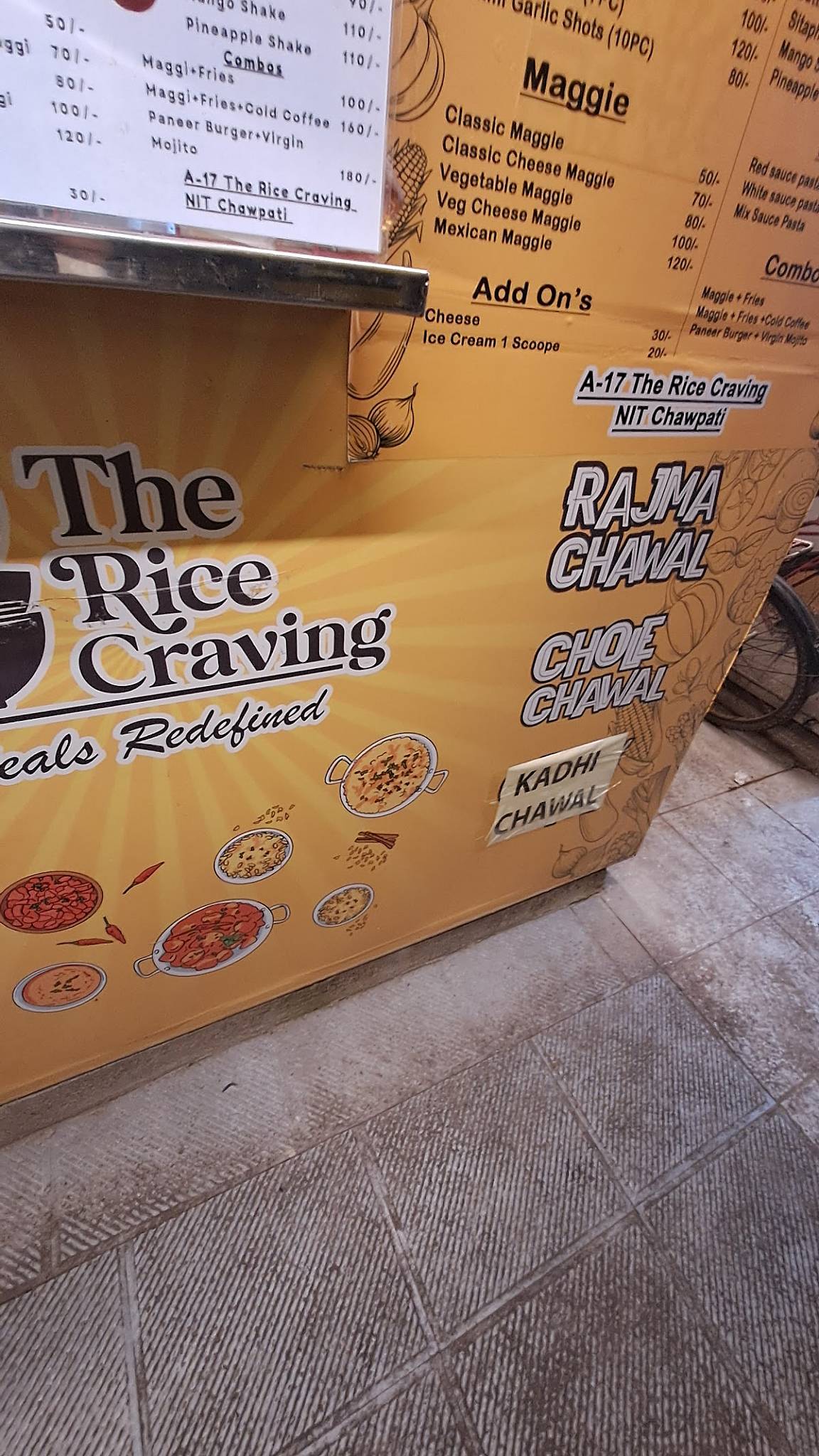 The Rice Craving menu