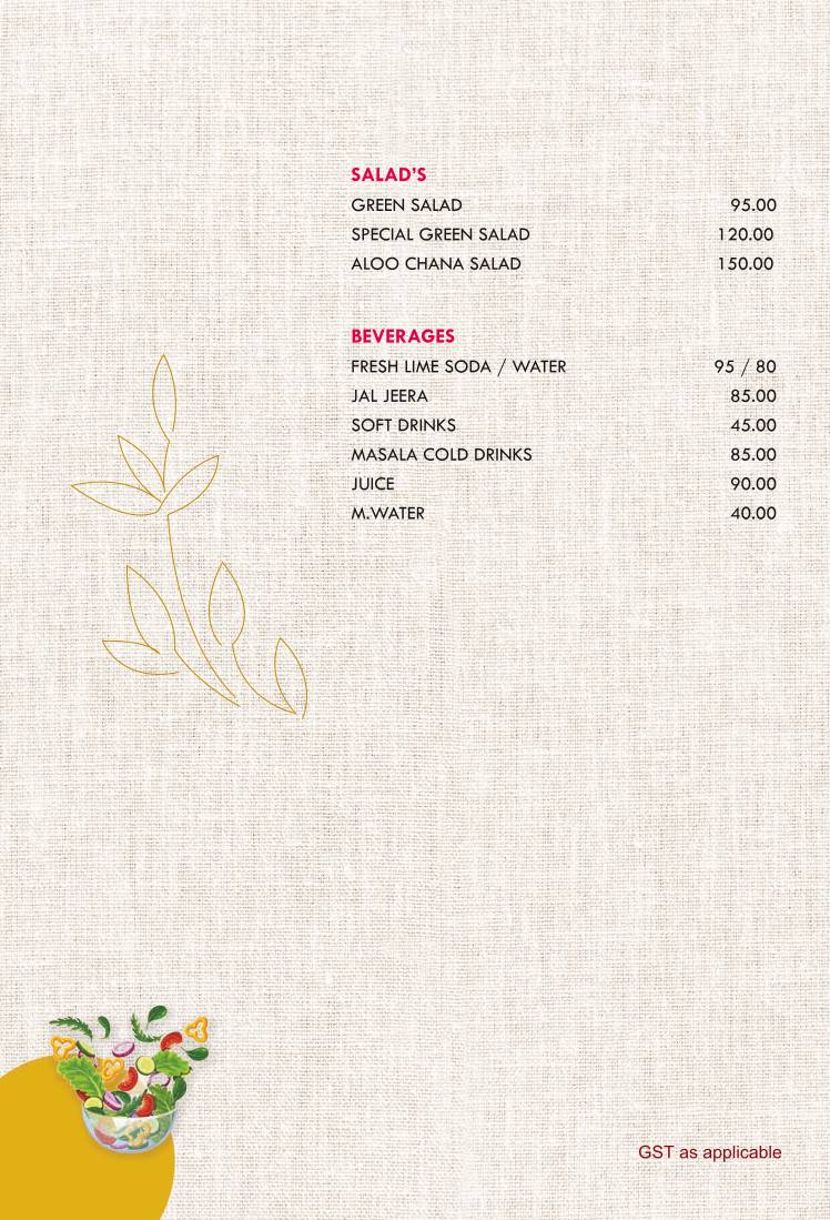 The Rose (Kankurgachi) menu