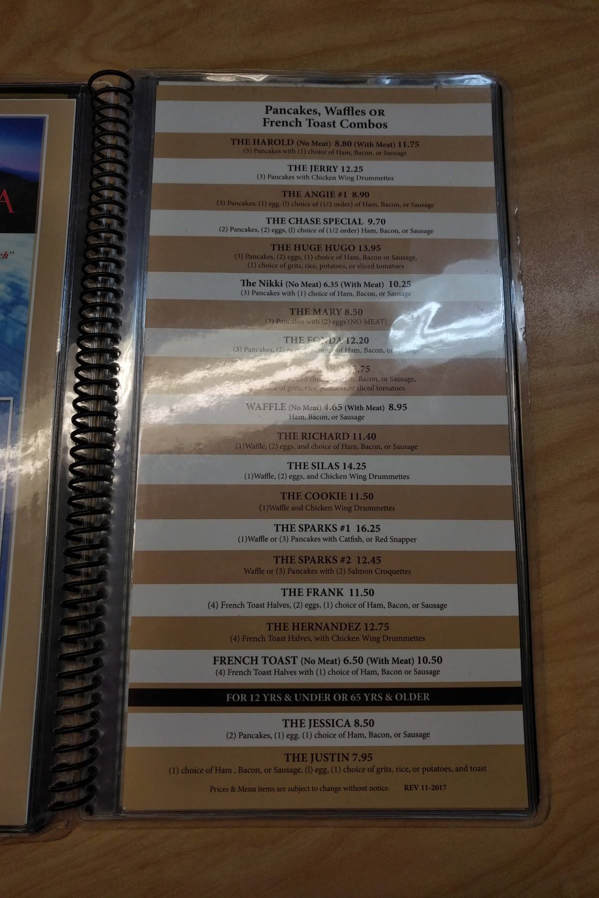 Menu at The Serving Spoon restaurant, Inglewood