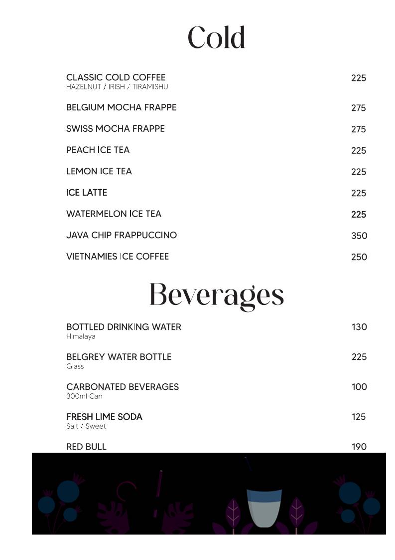 The Starry Foliage menu