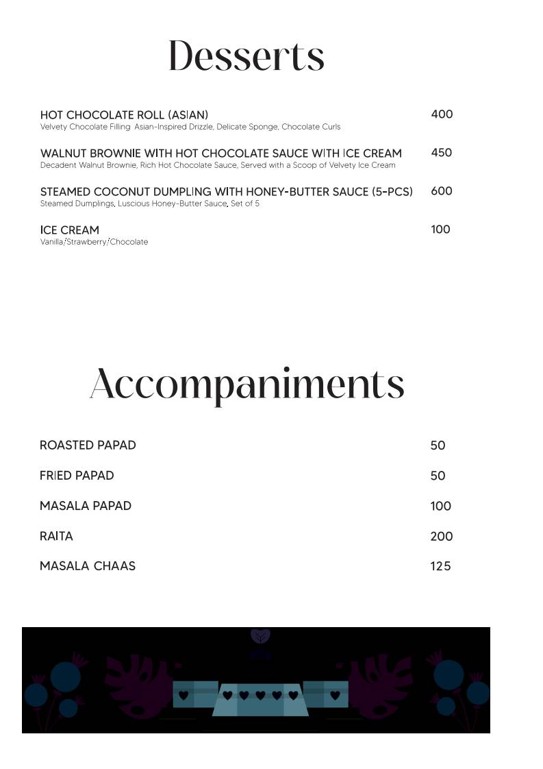 The Starry Foliage menu