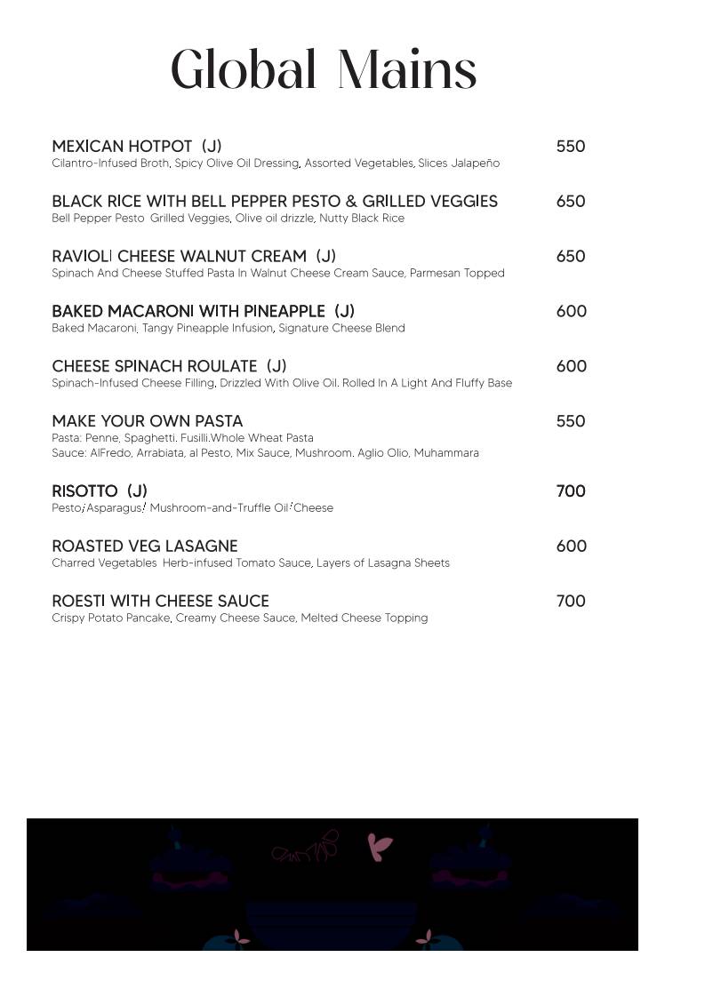 The Starry Foliage menu