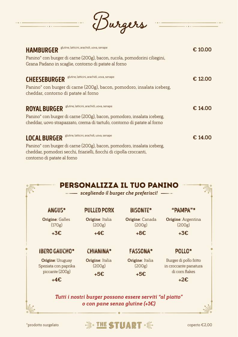 Menu di The Stuart, Scottish Pub 