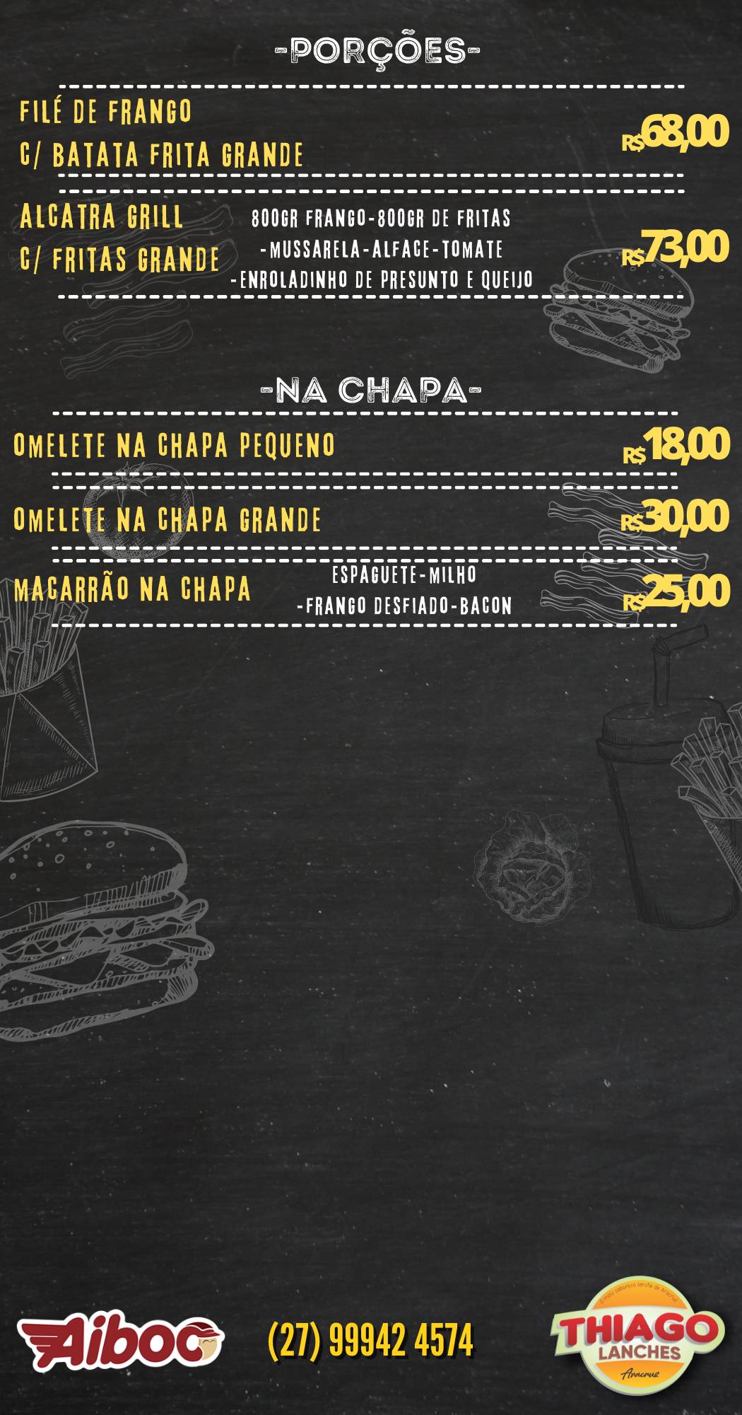 Thiago Lanches cardápio