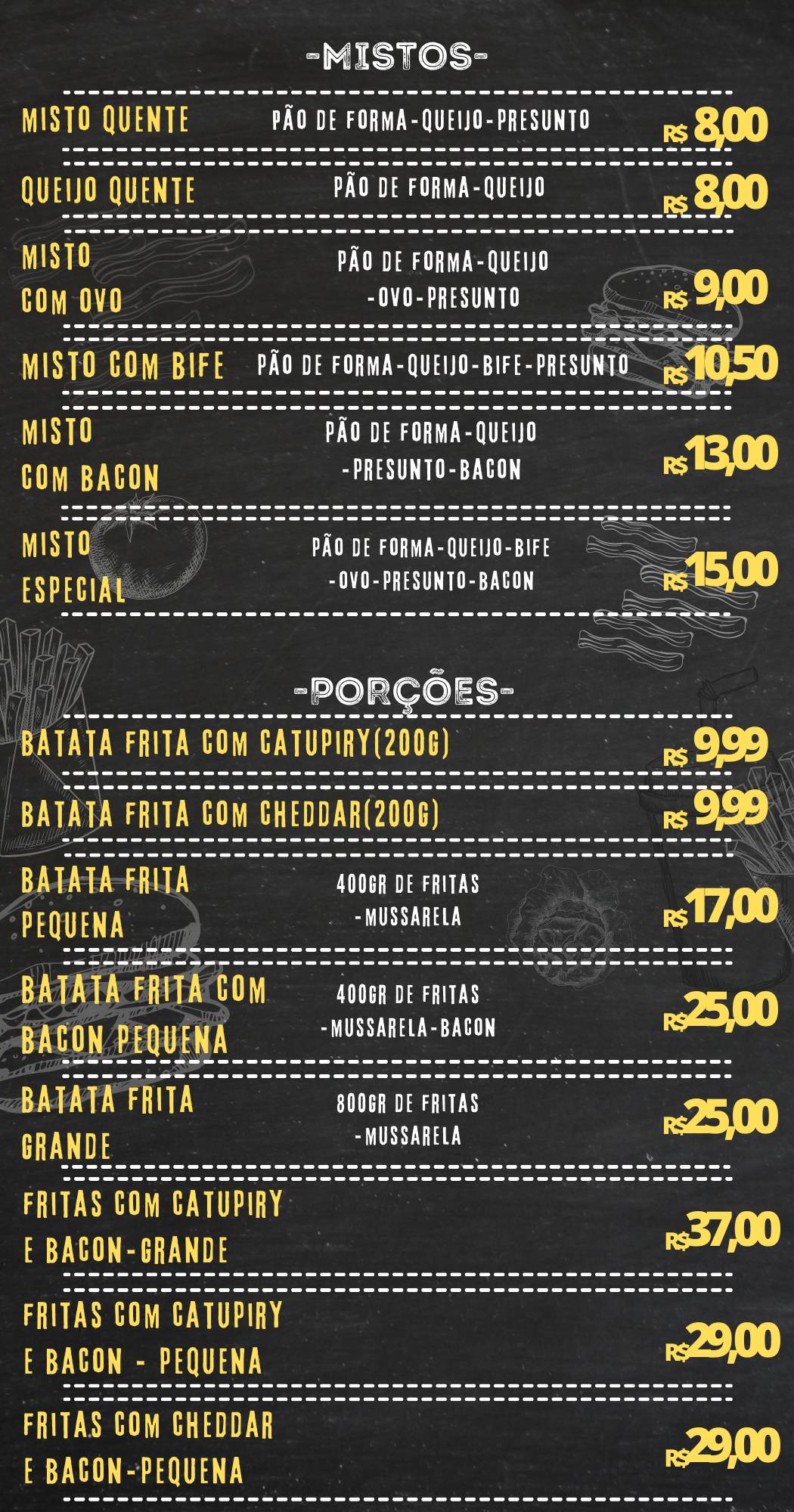 Thiago Lanches cardápio