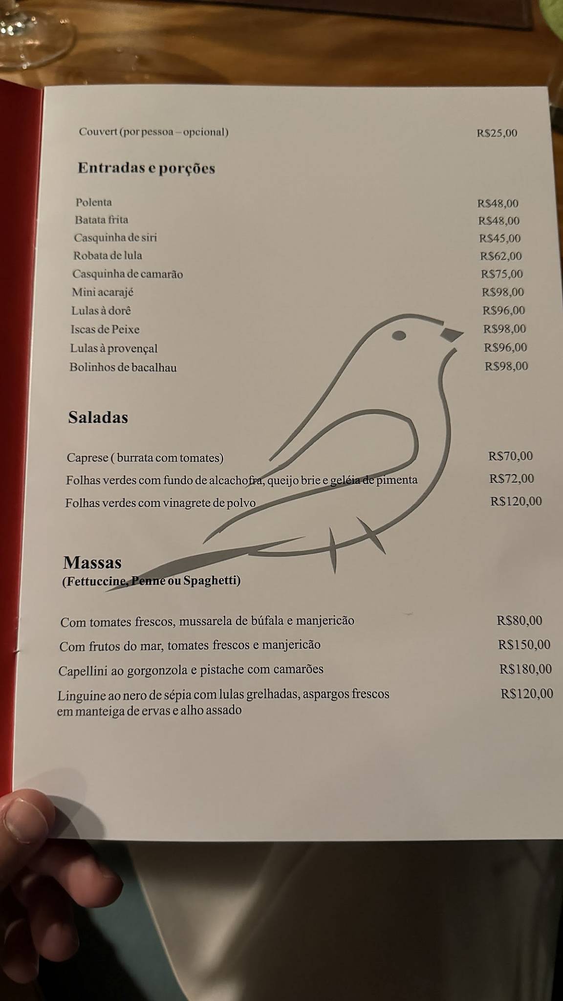 Tiê Sahy cardápio