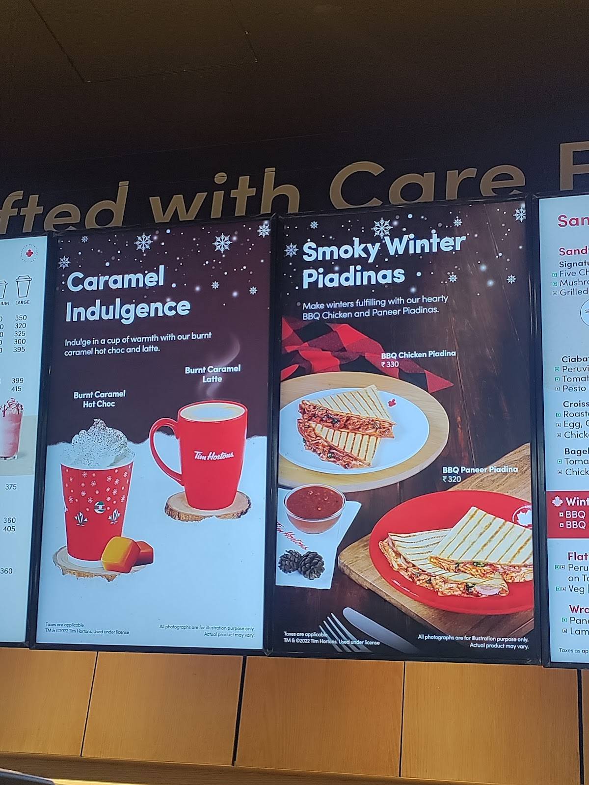 Tim Hortons menu