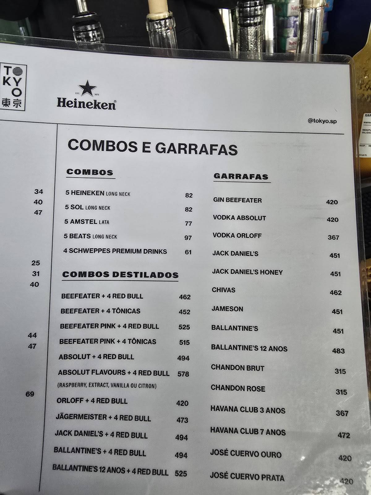 Tokyo 東京 cardápio