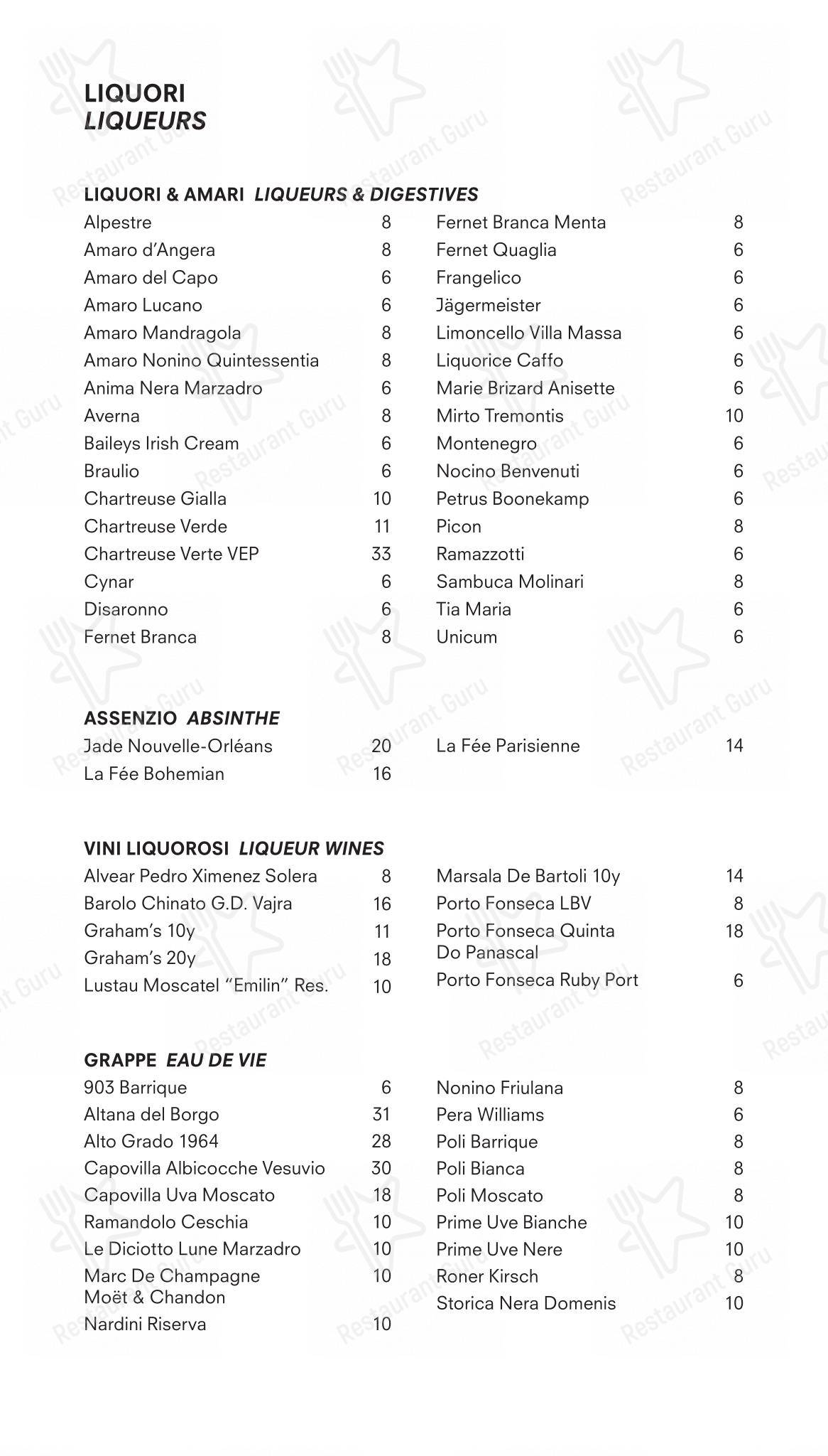 Torre in Milano - Menu