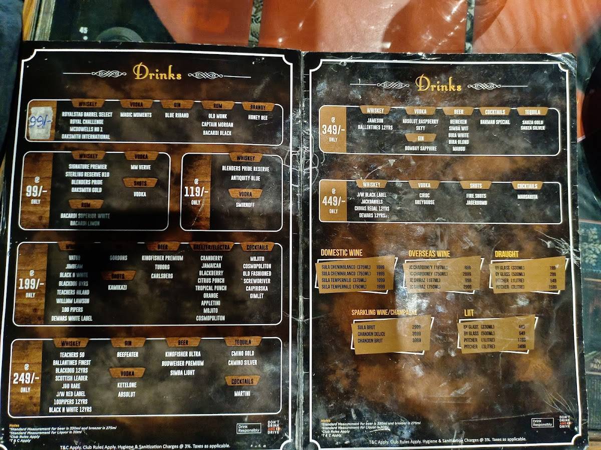 Tram Depot menu