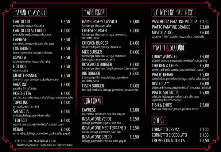 Menu di Bomber Burger 