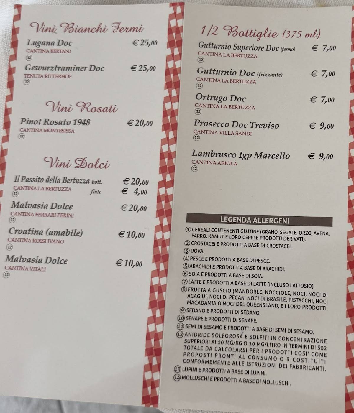 Menu di Trattoria Da Ennio 