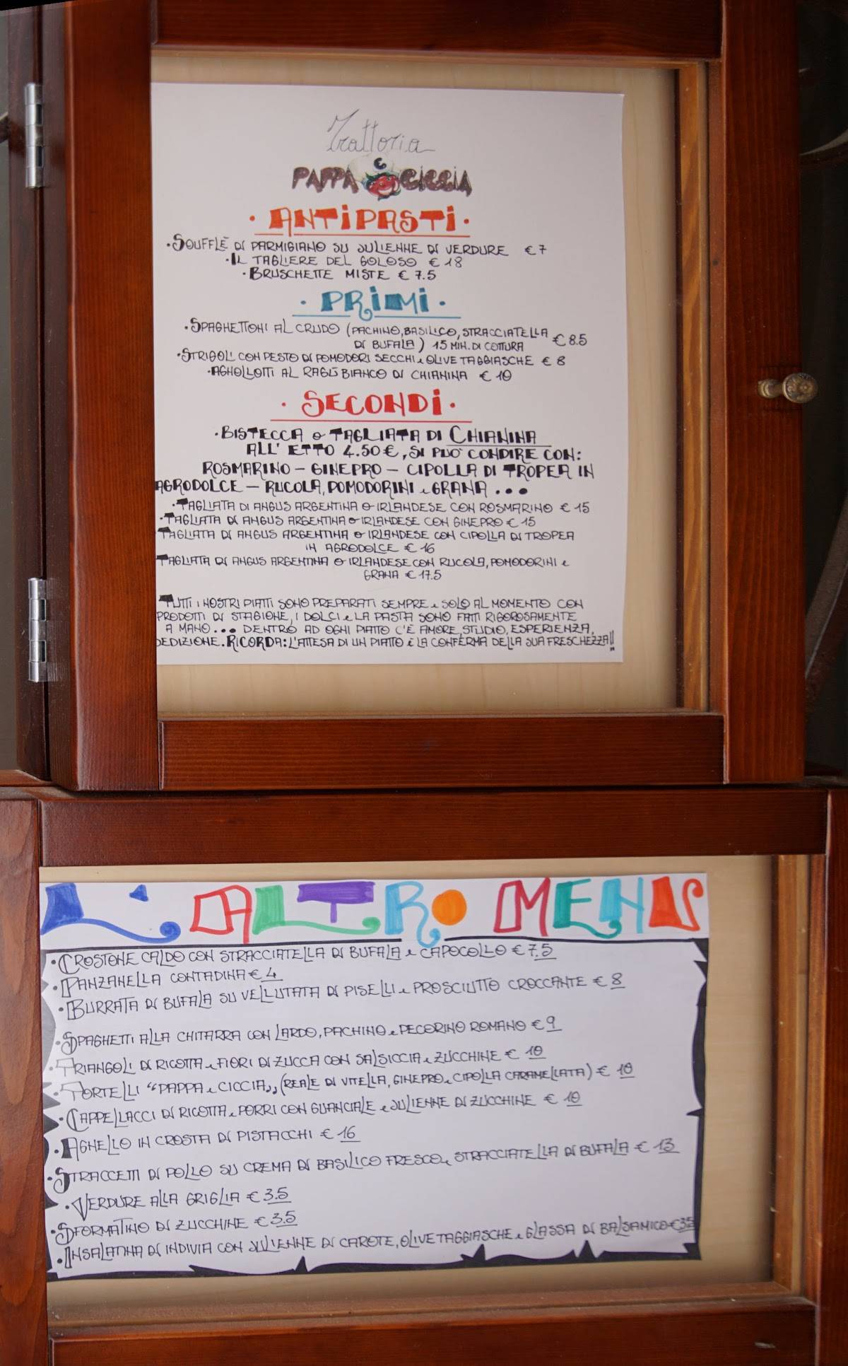 Menu di Trattoria Pappa e Ciccia 