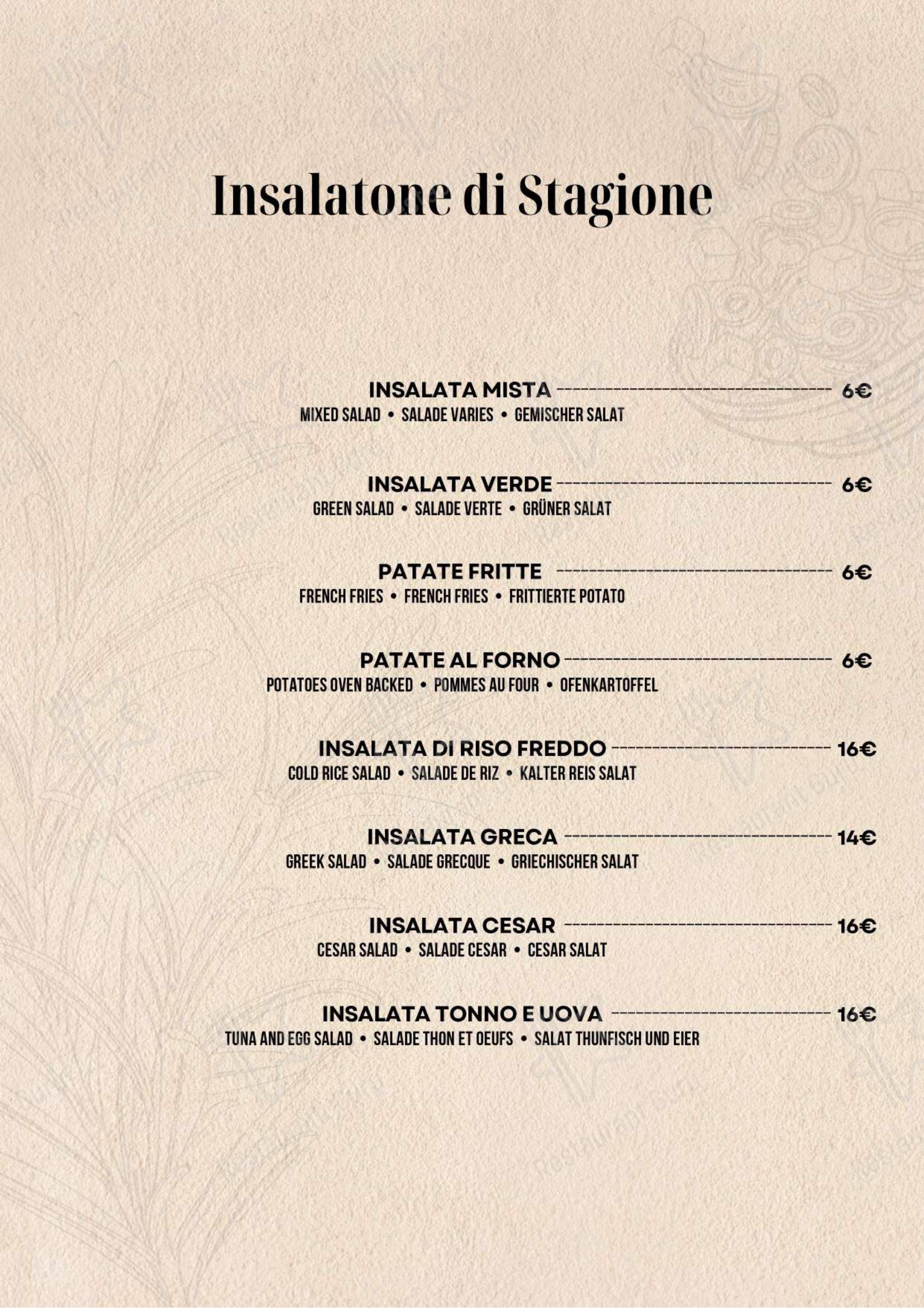 Menu di Trattoria Rialto Novo - Menu bar