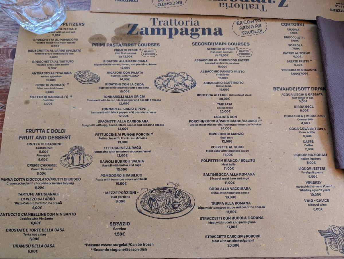 Menu di Trattoria Zampagna 