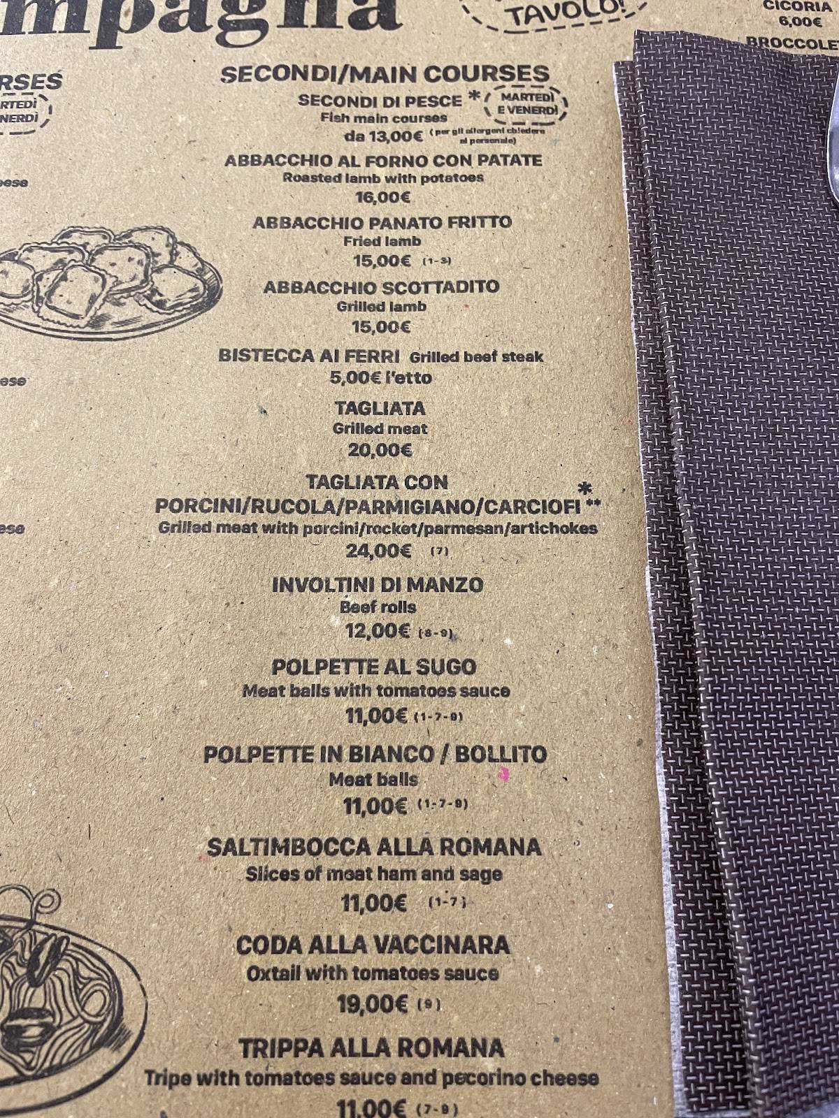 Menu di Trattoria Zampagna 