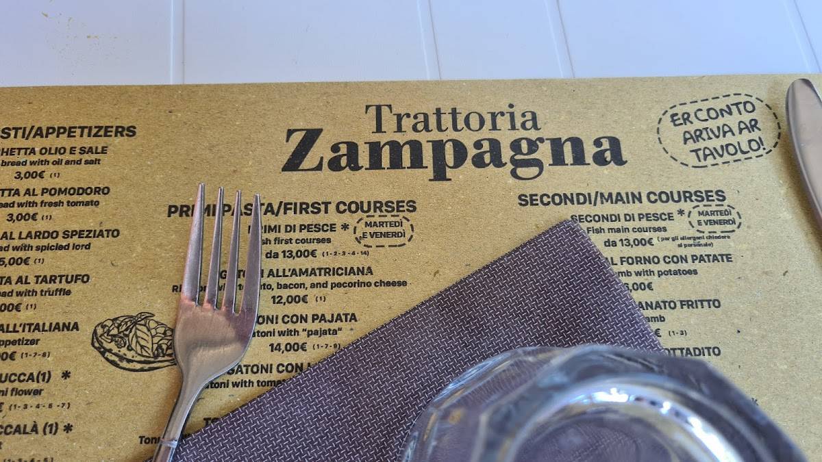 Menu di Trattoria Zampagna 