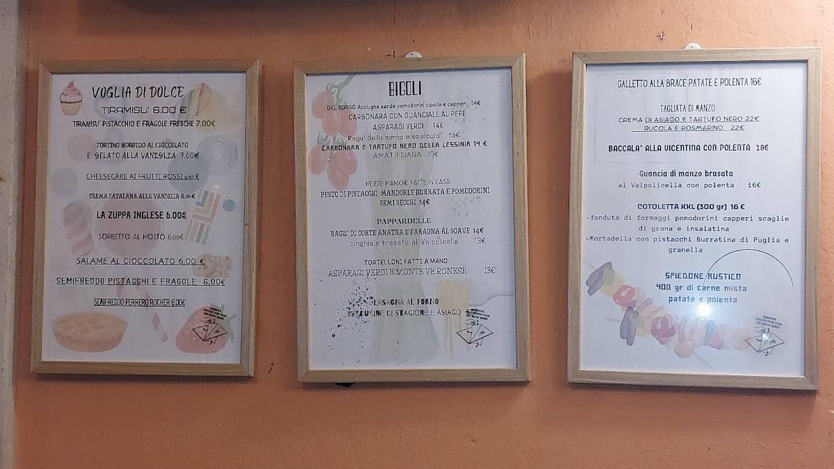 Menu di Trattoria dal Moro 
