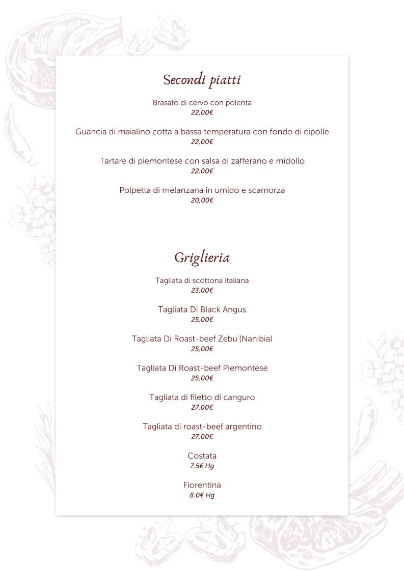 Menu di Trattoria del Cacciatore 